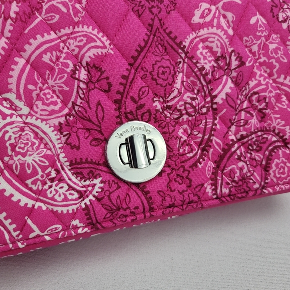 Vera Bradley Turnlock Crossbody Stamped Paisley Faux Leather Trim Purse - Picture 4 of 16